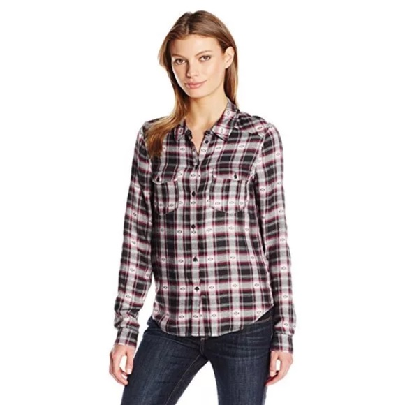 NEW Paige Mya Plaid Lightweight Button Down Shirt - Picture 6 of 6
